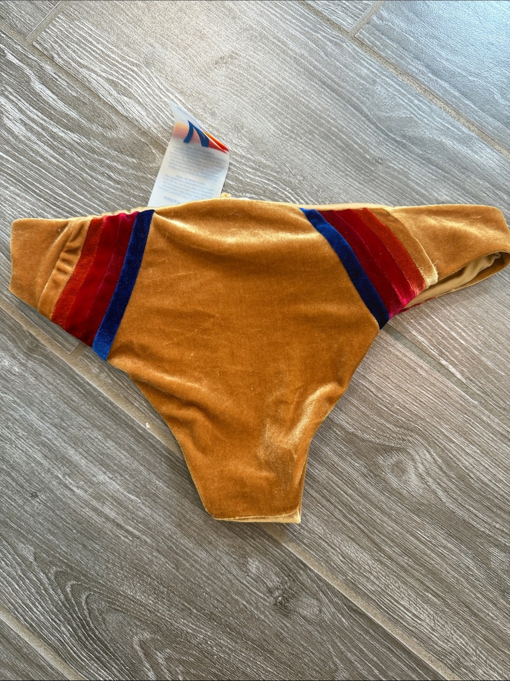 NWT Aviator Nation Gold Velvet 5 stripe Bikini Bottom size small - Picture 2 of 3